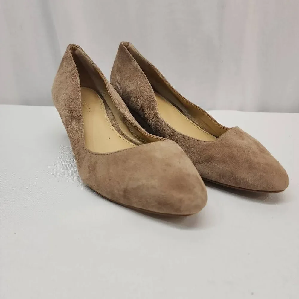 Talbots Size 10 Lanely Asymmetrical Wedges - Tan Leather Suede Comfort Career A